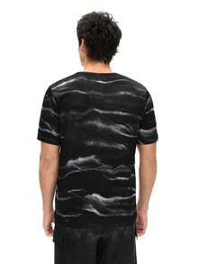 Top de pijama casual para hombre con texto en inglés impreso que se asemeja a un patrón de cebra - Negro - Ver 2