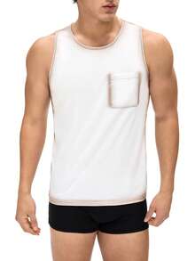Men's REST ERA Vintage Art Gradient Dye Effect Placement Print Sleeveless Loungewear Tank Top - Apricot - View 6