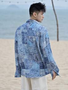 DAZY 男士印花长袖衬衫，春夏款 - 彩色 - 查看 5