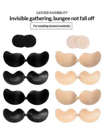 SHAPORA 4 pares de cubrepezones adhesivos para mujer, color piel