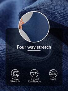 SHEIN Tall Women's Collared Single-Breasted Waist-Cinched Elegant Denim Dress For Dates And Outings - Dark Wash - View 7