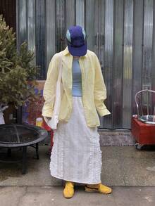 DAZY Women's Casual Ruffled Lace Patchwork Skirt, Youthful Style - White - View 2