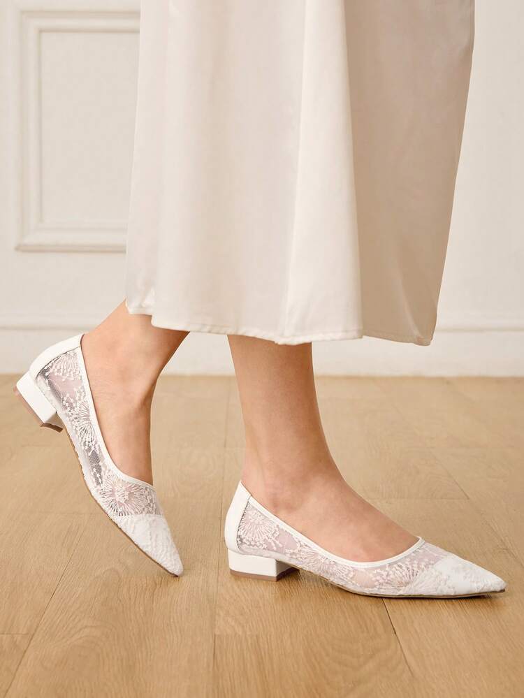 CUCCOO HITCHD Women Shoes Classic Fashion Wedding Women's Flat Shoes White Mesh Breathable Elegant Commuter Women's Shoes Wedding Dress Wear Women's Shoes Elegant Shoes Wedding Shoes Summer Shoes Bride Shoes