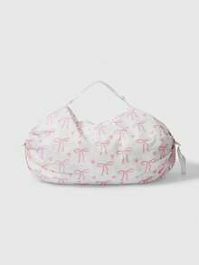 ROMWE Kawaii 1pc Large-Capacity Shoulder Handbag With Printed Pattern, Suitable For Camping, Beach, Travel, Shopping, School, Work And Other Occasions. - Pink white - View 7