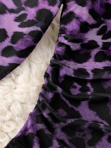 GlowEve CURVE Plus Size Women's Fashionable Leopard Print Mesh Sheer Shoulder Long Sleeve Bodysuit - Purple - View 5