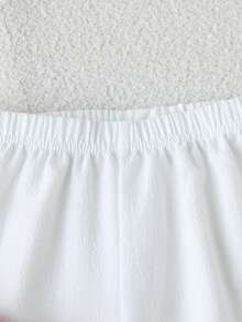 女童两件套：红白格子吊带背心和纯白色直筒裤，夏季 - 紅色 - 查看 6