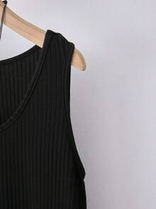 EMERY ROSE 大码女式黑色蕾丝拼接吊带背心 - 黑色 - 查看 6