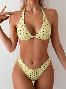 Swim Basics Bộ bikini hai mảnh in chấm bi dành cho nữ, kiểu dáng thường ngày, thích hợp cho kỳ nghỉ. - Nhiều màu - Xem 1
