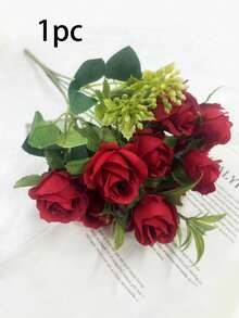 1/3束丝绸玫瑰花束，人造花，适用于家居装饰、婚礼、摄影道具 - 彩色 - 查看 13