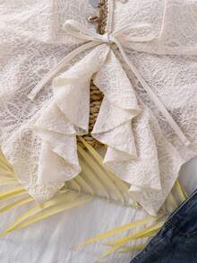 Camiseta sin mangas con cintura anudada y adorno de conchas para adolescentes de vacaciones - Albaricoque - Ver 5