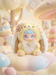 POKOJA LAND Bunny Hooded Character Blind Box, Collectible Mystery Figure With 6 Regular Styles & 2 Hidden Models, Lace & Bow Accent Details, Pastel Tones With Expressive Big Eyes, Decorative Companion For Home, Bedroom, Living Room. - Tide play blind box - View 4