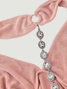 SHEIN MOD Women's Backless Tie-Waist Ruched Midi Dress, Suitable For Dates And Parties - Pink - View 4