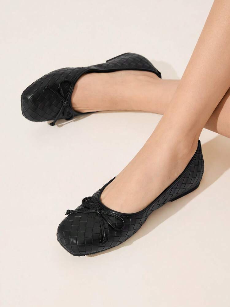 CUCCOO CHICEST Women's Flat Shoes, Cute Bow PU Material, Slip-On Square Toe Black Ballet Flats, Mary Jane Black Flats, Elegant Women's Flats, Professional Work Shoes, Light, Comfortable And Versatile, Casual, Suitable For Daily Commuting/Christmas Thanksgiving/Prom Party/Outerwear Women's Shoes Wedding Shoes Spring Shoes Bride Shoes