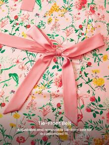 LUVLETTE Đầm kimono hoa hồng cỡ lớn dành cho nữ - Đồ ngủ bằng satin nhẹ với tay áo rộng và thắt eo, thích hợp cho mùa xuân hè, váy ngủ mùa hè cho nữ. - Hồng - Xem 8
