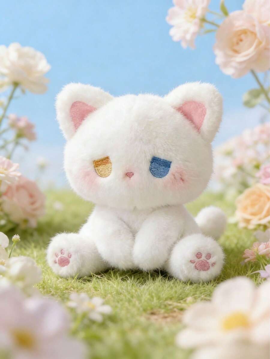 POKOJA LAND 可爱的小猫毛绒玩偶,Emo风格猫咪玩偶,多种颜色和款式可选,渐变色眼睛混色小猫,柔软面料,是送给朋友、男女朋友或家人的精致毛绒礼物,也是生日礼物、节日礼物和床头装饰的首选。 - 彩色 - 查看 1