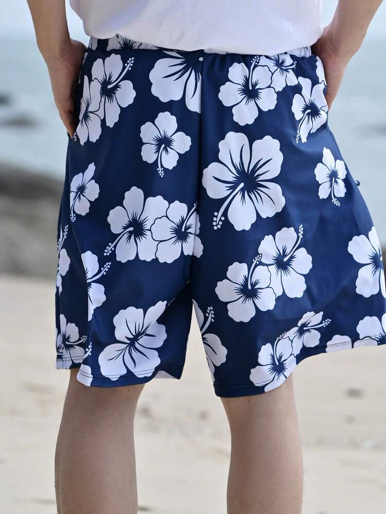 Men's Elastic Waist Casual Beach Shorts, Summer