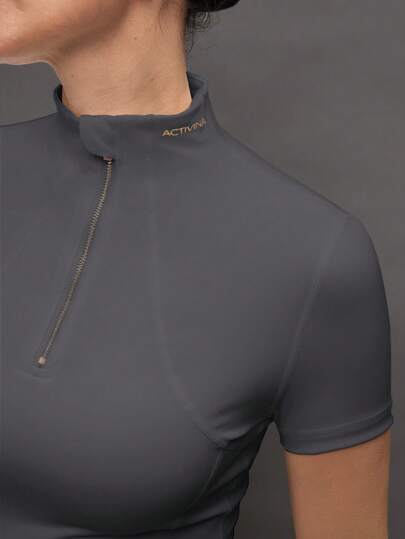 Activina 女士纯色拉链短袖马术上衣