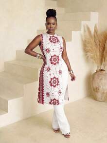 SOLERSUN Women's Summer Fashionable Bohemian Floral Print Sleeveless Split Hem Maxi Vest - Multicolor - View 6