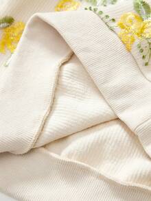 ZEYLAH 对比色网眼花卉刺绣泡泡袖针织上衣 - 彩色 - 查看 7