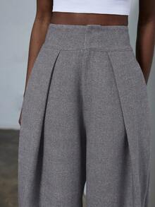 Aveloria Modichic New Stylish Design Casual Pleated Loose Wide-Leg Suit Pants, Versatile For Commuting - Grey - View 1
