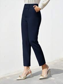 Aveloria Modichic Women's Solid Color Simple Daily Suit Pants  - Navy Blue - View 3