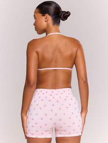 Musera Sport Cherry Print Scrunch Sports Bra Only Active Workout Gym Cute Pilates Fitness Dailly - Pink - View 4