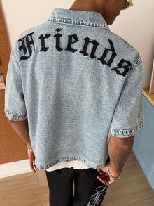 STEELVANCE Men's American Casual Distressed Embroidered Denim Jacket - Blue - View 1