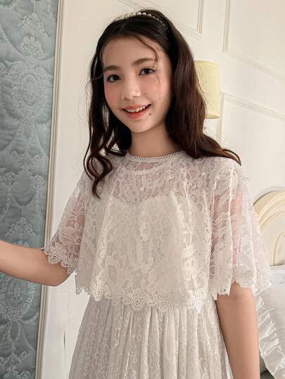 DAZY 少女时尚蕾丝披肩衬衫