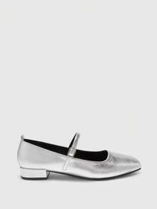 CUCCOO BIZCHIC Zapatos planos para mujer - Plateado - Ver 2