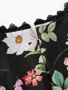 ZEYLAH 对比色蕾丝花卉印花连衣裙 - 彩色 - 查看 4