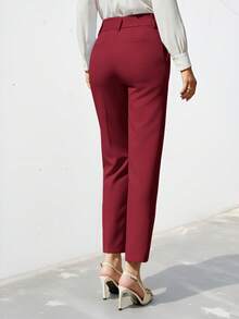 Aveloria Modichic 女士纯色简约日常西装裤 - 紅色 - 查看 2