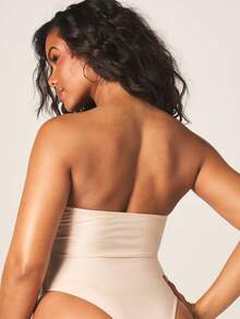 MISSGUIDED Strapless Hardware Detail One-Piece Swimsuit With Metal Ring Accent Bandeau Bodysuit - Apricot - View 3