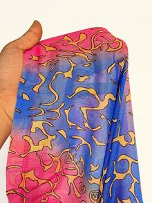 Maweii Bộ áo choàng và quần dài in họa tiết ombre dành cho nữ cỡ lớn, màu hồng và xanh dương. - Màu Hồng Tươi - Xem 7