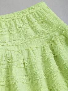 Sweetra French Sweet Ruffle Strap Twist Top & Layered Ruffle Hem A-Line Mini Skirt 2 Pieces Set, Spring/Summer For Women - Green - View 7