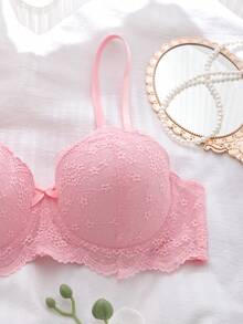 1件粉色女士钢圈文胸 - 粉色 - 查看 5