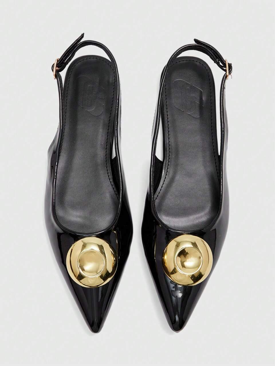 CUCCOO BIZCHIC 1 Pair Sexy Pointed Toe Metallic Buckle Patent Leather Women Pumps Spring Shoes