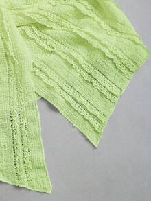 Sweetra French Sweet Ruffle Strap Twist Top & Layered Ruffle Hem A-Line Mini Skirt 2 Pieces Set, Spring/Summer For Women - Green - View 3