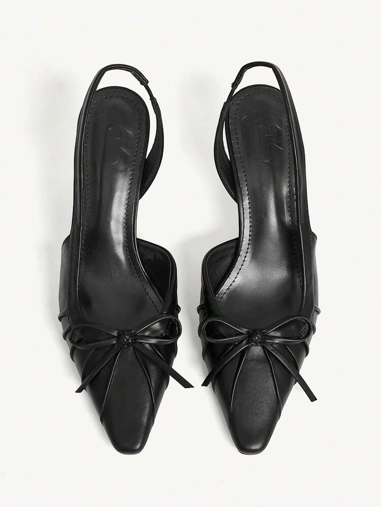 CUCCOO CHICEST Women Shoes Bow Pleated Design Pointed Tip Thin Heel Middle Heel Elegant Lady Women's High Heel Shoes Sticky Heels Elegant Wear Valentine's Day Elegant Shoes