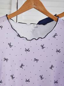 Genkimix Kids 2pcs Girls Knitted Butterfly Print Nightgown, Summer Kids Night Gowns Sleep Wear Kids Girls Dress - Purple - View 3