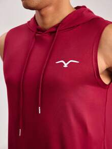 Driftmere 男士海鸥印花抽绳连帽衫，休闲款 - 酒紅色 - 查看 5