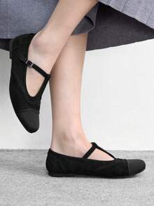 CUCCOO BIZCHIC Spring And Summer New Shoes Female Flat Bottom Round Toe Mori Retro Fairy Buckle Round Toe Mary Jane Casual Shoes - Black - View 4