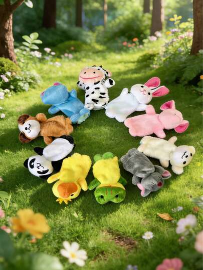 POKOJA LAND 2.56英寸小动物手指套装，可爱小动物玩偶，毛绒玩具，迷你森林动物，派对用品，完美的儿童生日礼物，儿童启蒙玩具，幼儿园教学手指套装讲故事道具