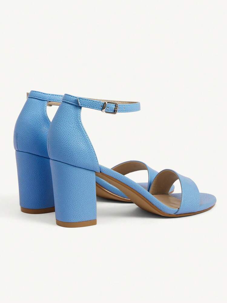 CUCCOO CHICEST Women's Shoes, New Spring/Summer Solid Color Peep Toe Chunky Heel Comfortable Soft Commute All-Match Ankle Strap Pumps, Sky Blue PU Leather, Versatile For Work And Daily Wear Valentine's Day Elegant Shoes Wedding Shoes