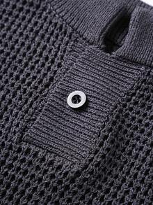 ROMWE MEN Essentials Camiseta de punto de manga corta de unicolor casual y para uso diario, verano - Gris Oscuro - Ver 8