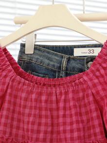 SHEIN Tween Girls' Plaid Casual Shirt, Versatile Blouse For Daily Wear, Party And Date - Pink - View 4