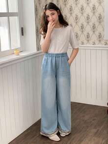 DAZY Girls' Wide Leg Jeans, Tween Girl Fall Clothes - Blue - View 4