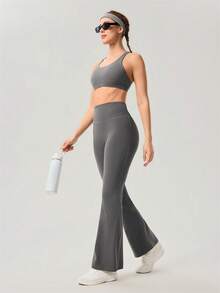 OutZeal Women Sports Pants Daily Casual Quick Drying Tummy Control Flared Bottoms - Grey - View 9