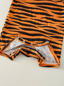 SHEIN 2件套新生儿男/女宝宝可爱卡通条纹针织连体衣，夏季 - 彩色 - 查看 8