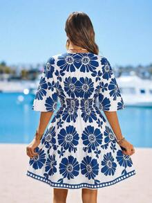 Sylviya 女士休闲印花连衣裙 夏季女装 夏季连衣裙 沙滩装 女士沙滩裙 女士度假装 女士度假裙 沙滩度假装 女士休闲连衣裙 女士印花连衣裙 夏季沙滩装 - 彩色 - 查看 8