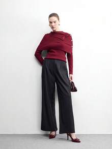 CUCCOO BIZCHIC Giày cao gót mũi nhọn quai hậu, sandal gót nhọn nữ, giày đế mỏng, trang phục ngoài thời trang thanh lịch, cúc cài sáng màu, thích hợp mang hàng ngày nơi công sở, giày cao gót mũi nhọn bằng da bóng màu đỏ tía, giày gót nhọn quai hậu, giày mùa xuân. - Màu Đỏ Sâu - Xem 6